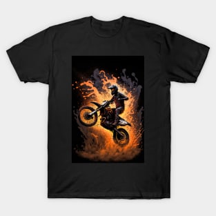 Dirt Bike With Paint Orange Flame Design T-Shirt